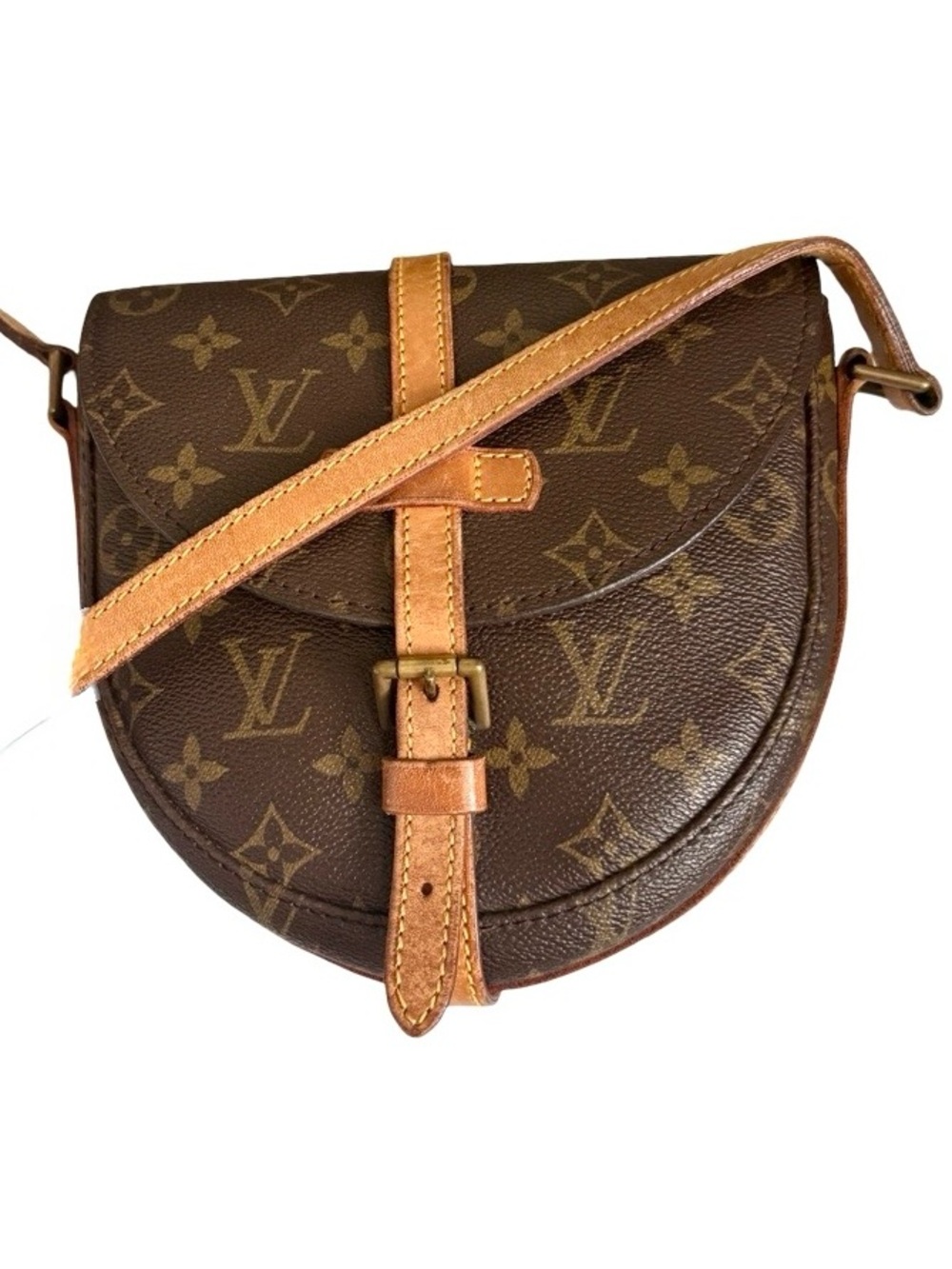 Louis Vuitton Brown Monogram Crossbody Saddle Bag with Tan Trim
